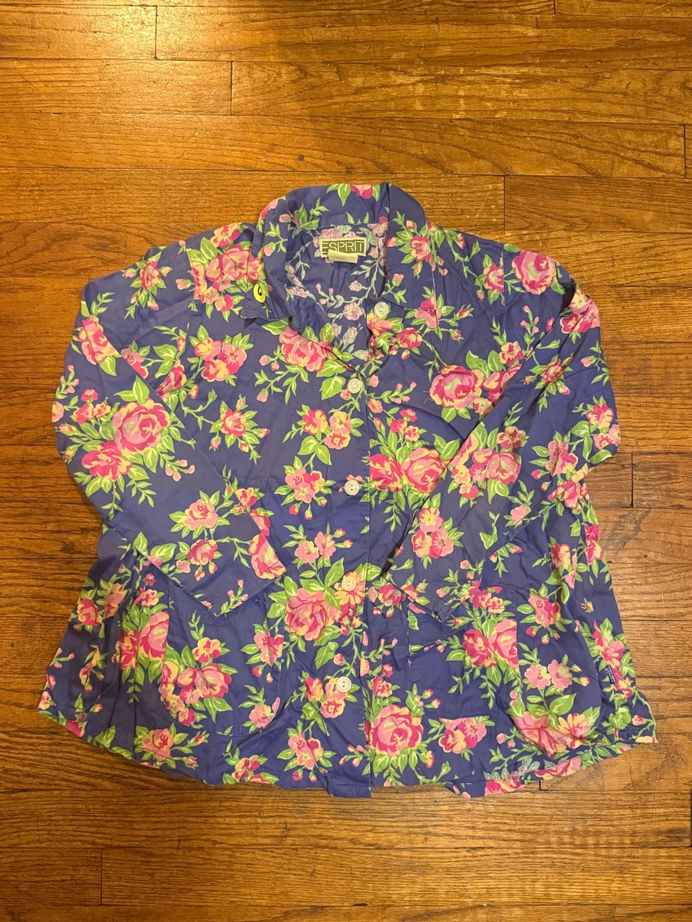 Vintage Esprit Kids Girls' Navy Floral Button-Up Shirt